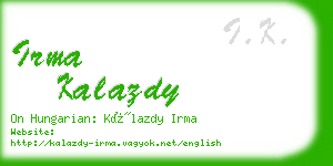 irma kalazdy business card